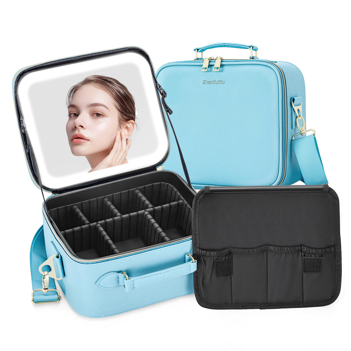 LED Mirror Makeup Bag – Portable Cosmetic Organizer Case with Lighted Mirror