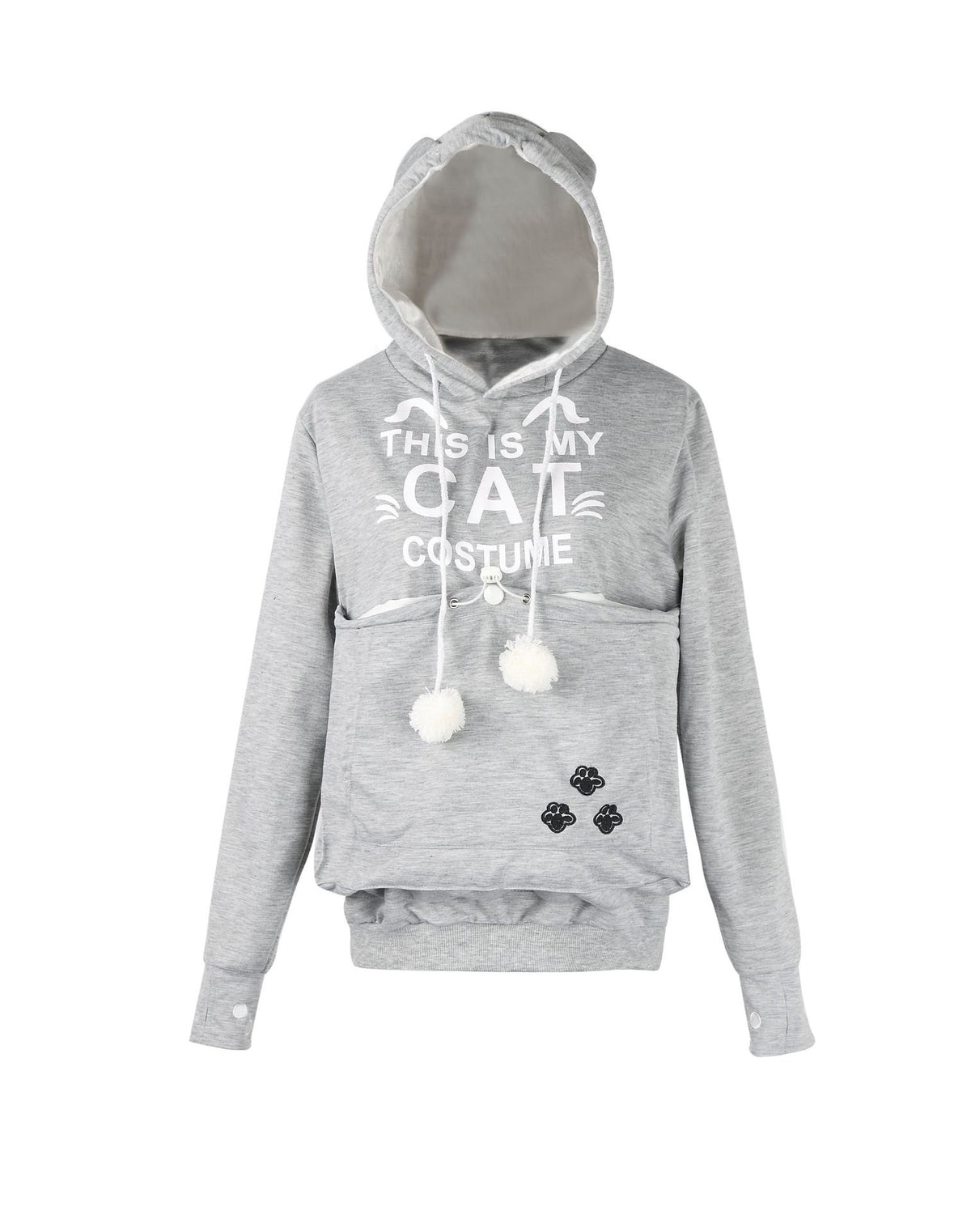 Women’s Alien Cat Printed Hooded Sweater – Cotton Blend Loose-Fit Graphic Pullover Hoodie, 12 Colors, S–4XL