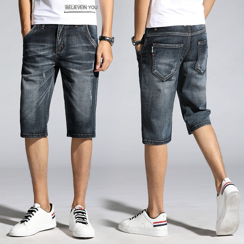 Men’s Casual Denim Five-Point Shorts – Slim-Fit Summer Shorts