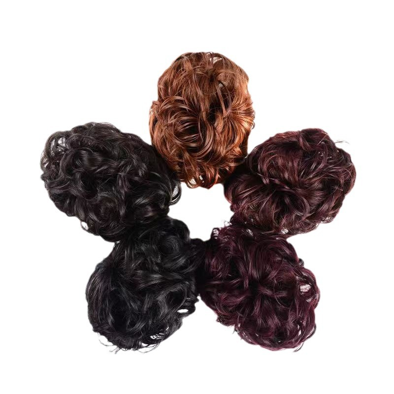 Bridal Hair Bun Extension with Floral Accents – Elegant Updo Hairpiece for Women