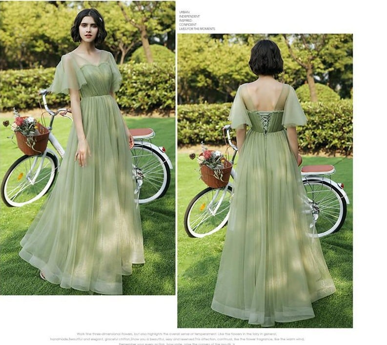 Women’s Off-Shoulder Bridesmaid Evening Dress – Flying Sleeve Long Formal Gown XS–3XL