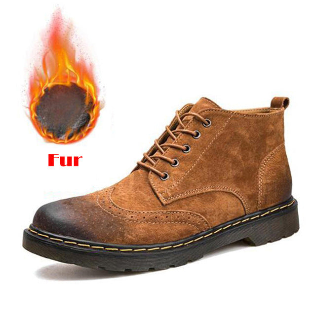 Men’s Genuine Leather Ankle Boots – Vintage Casual Fashion Footwear