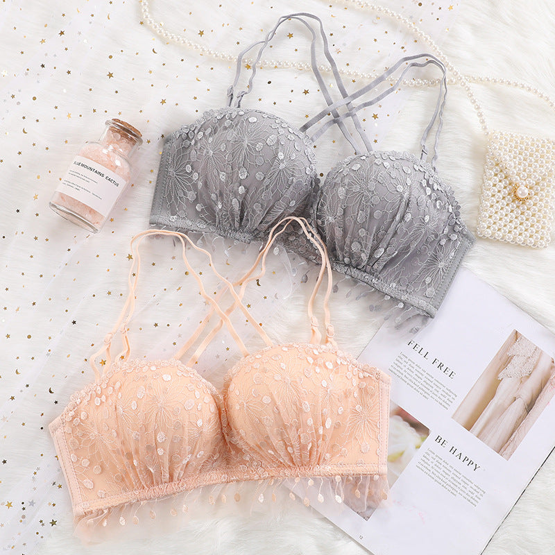 Women’s Floral Lace Plunge Bra – Comfortable Supportive Deep V Lingerie
