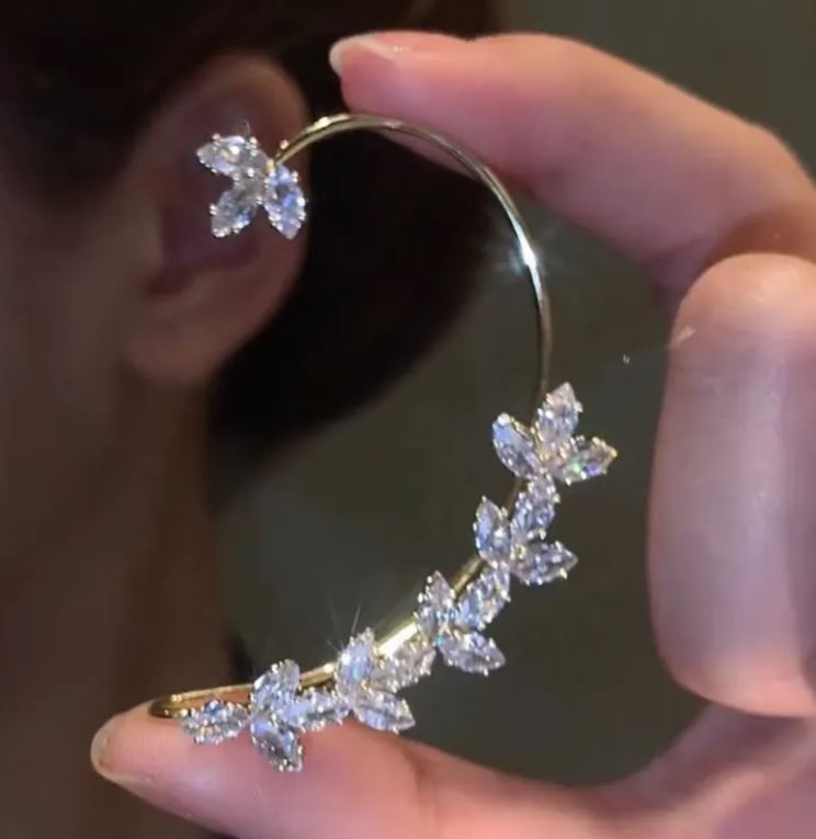 Women’s Zircon Wheat Clip-On Earrings – Elegant Non-Pierced Statement Jewelry