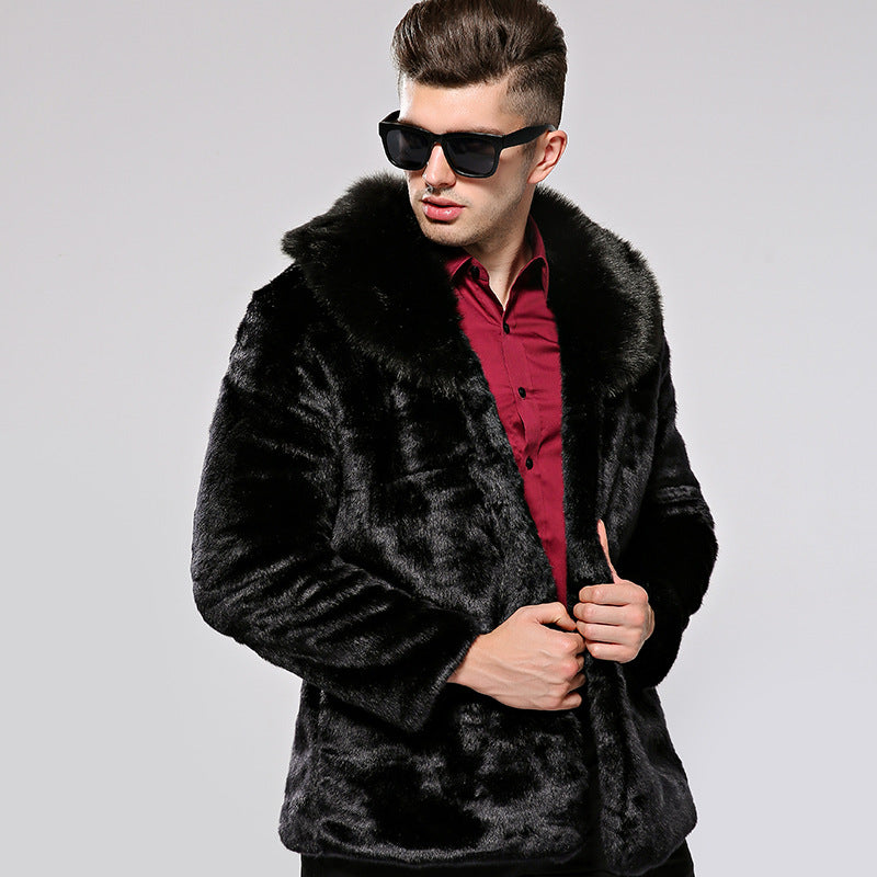 Men’s Faux Fur Winter Coat – Plush Warm Casual Jacket for Cold Weather