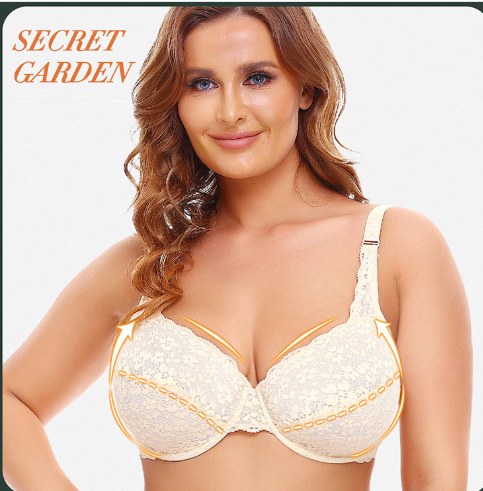 Women’s Red Lace Plus Size Underwire Bra – Supportive Full Coverage Lingerie