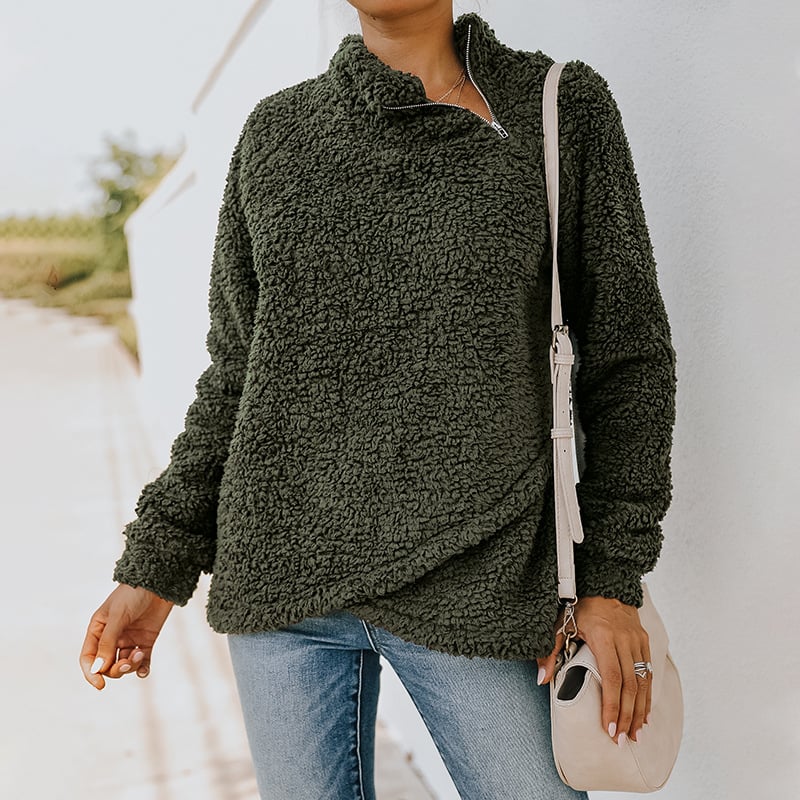 Women’s Double-Sided Fleece Sweater Coat – Soft Warm Plain Casual Outerwear, 3 Colors, S–XL