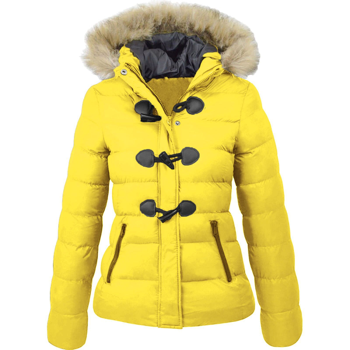 Women’s Horn Buckle Cotton Blend Coat – Mid-Length Casual Jacket, S–3XL