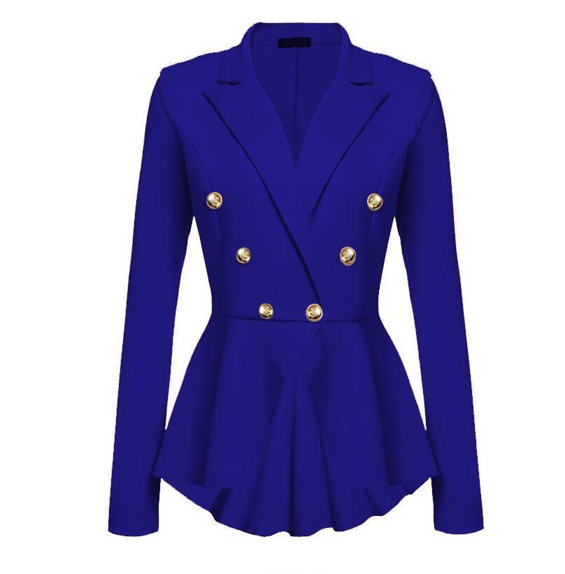 Women’s Double-Breasted Cotton Blazer – Slim-Fit Metal Button Long-Sleeve Jacket, S–XXL