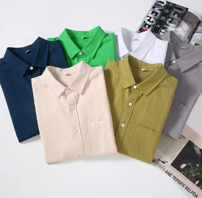 Men’s Breathable Hemp Blend Lapel Shirt – Relaxed Fit Short Sleeve Summer Shirt, M–4XL