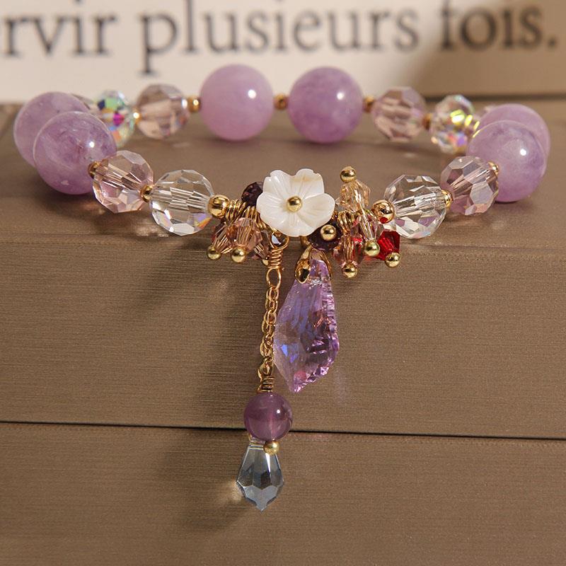Women’s Natural Aquamarine Crystal Bracelet – Water Drop Floral Jewelry
