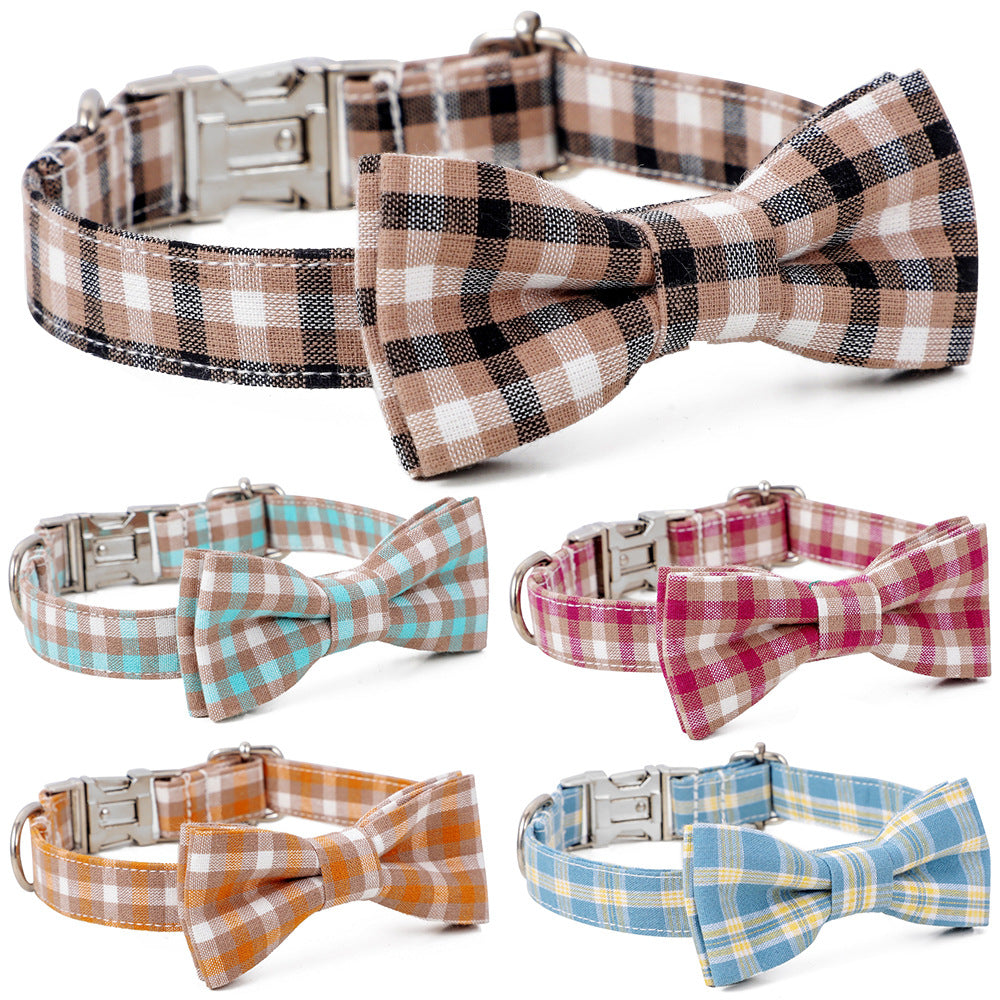 Cotton Dog Collar with Alloy Buckle – Adjustable British-Style Pet Collar
