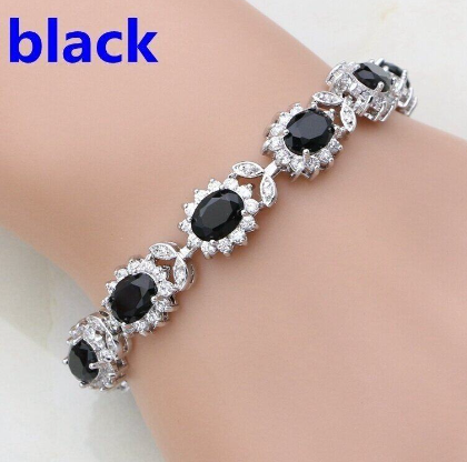 Women’s Inlaid Crystal Cross Bracelet – Colorful Geometric Fashion Jewelry