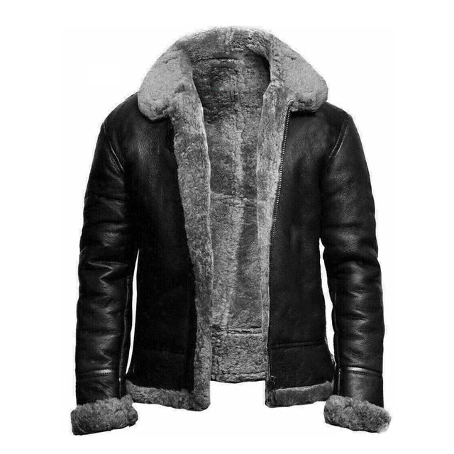 Men’s Plush Jacket with Integrated Fur – Warm & Versatile