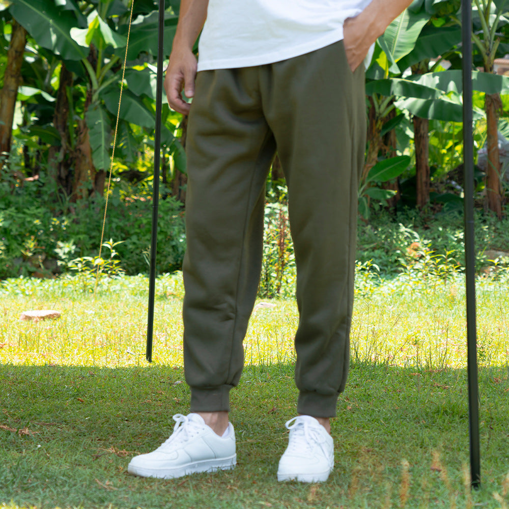 Men’s Drawstring Fleece Pants – Solid Color Casual Winter Trousers