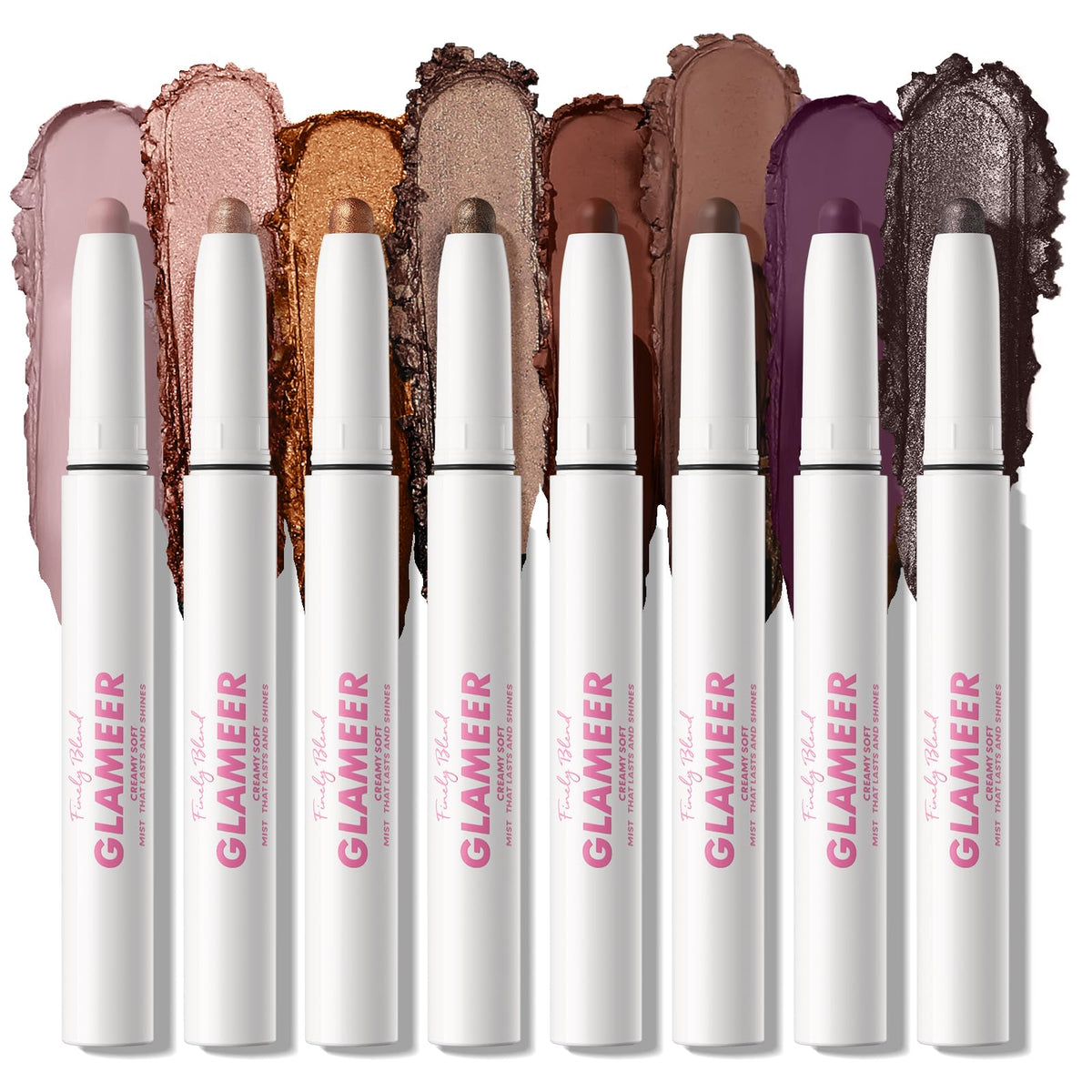 GLAMEER 8-Color Eyeshadow Stick Set – Waterproof, Long-Lasting Matte & Glitter