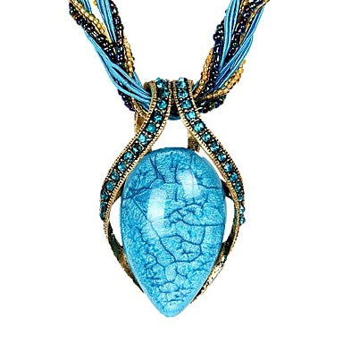 Vintage Bohemian Cat’s Eye Crystal Necklace – Korean-Inspired Statement Jewelry