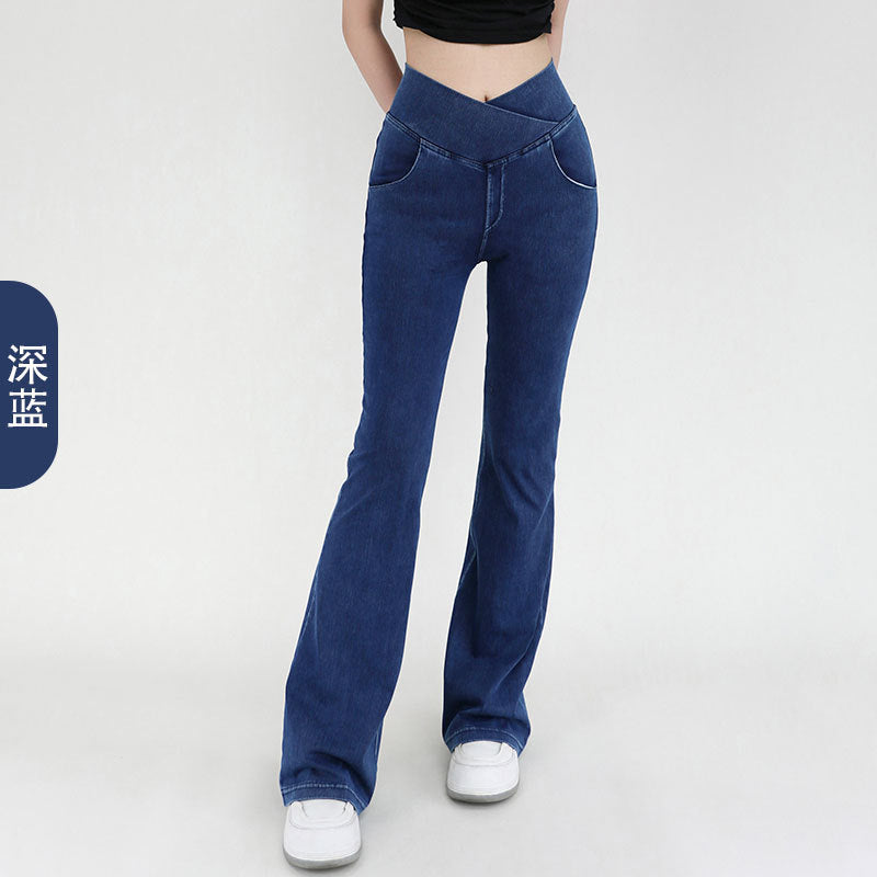 Women’s High-Waisted Flared Jeans – Super Stretch Cross-Pocket Bootcut Denim, S–XXL