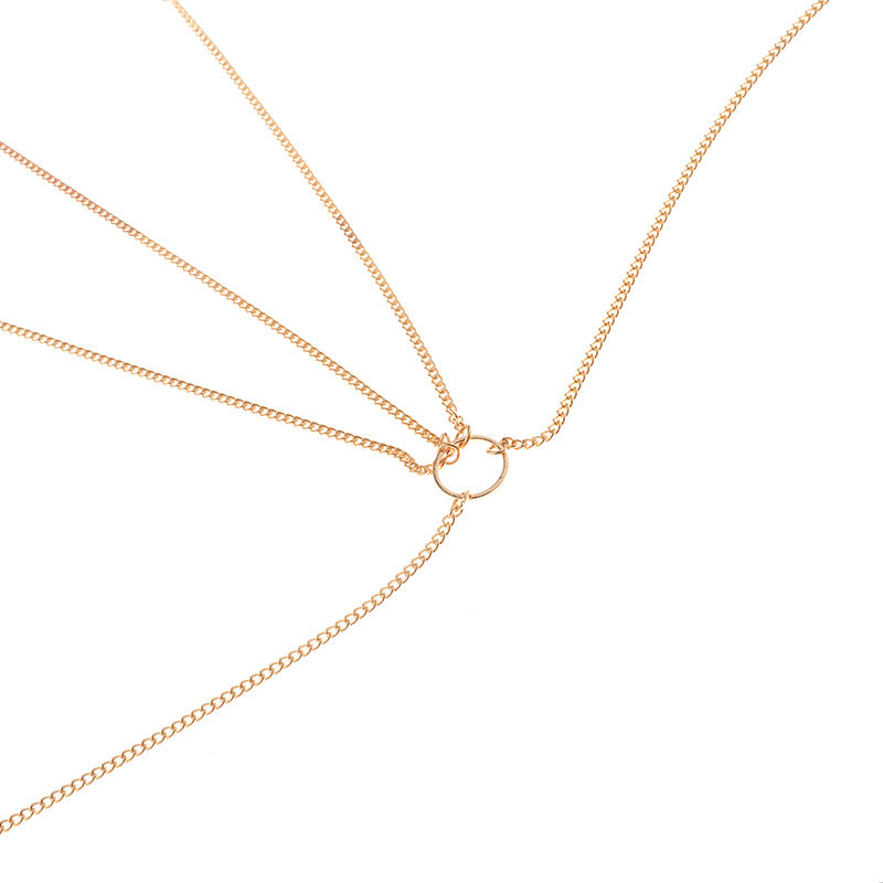 Women’s Geometric Body Chain – Lightweight Gold & Silver Street Fashion Chest Jewelry
