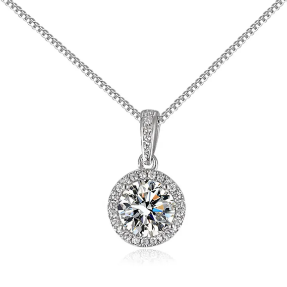 Women’s Radiant Round Rhinestone Clavicle Necklace – Delicate Sparkling Pendant Jewelry