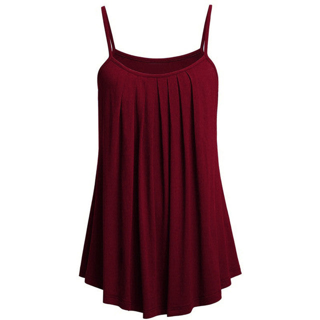 Women’s Chiffon Pleated Tank Top – Elegant Sleeveless Summer Blouse