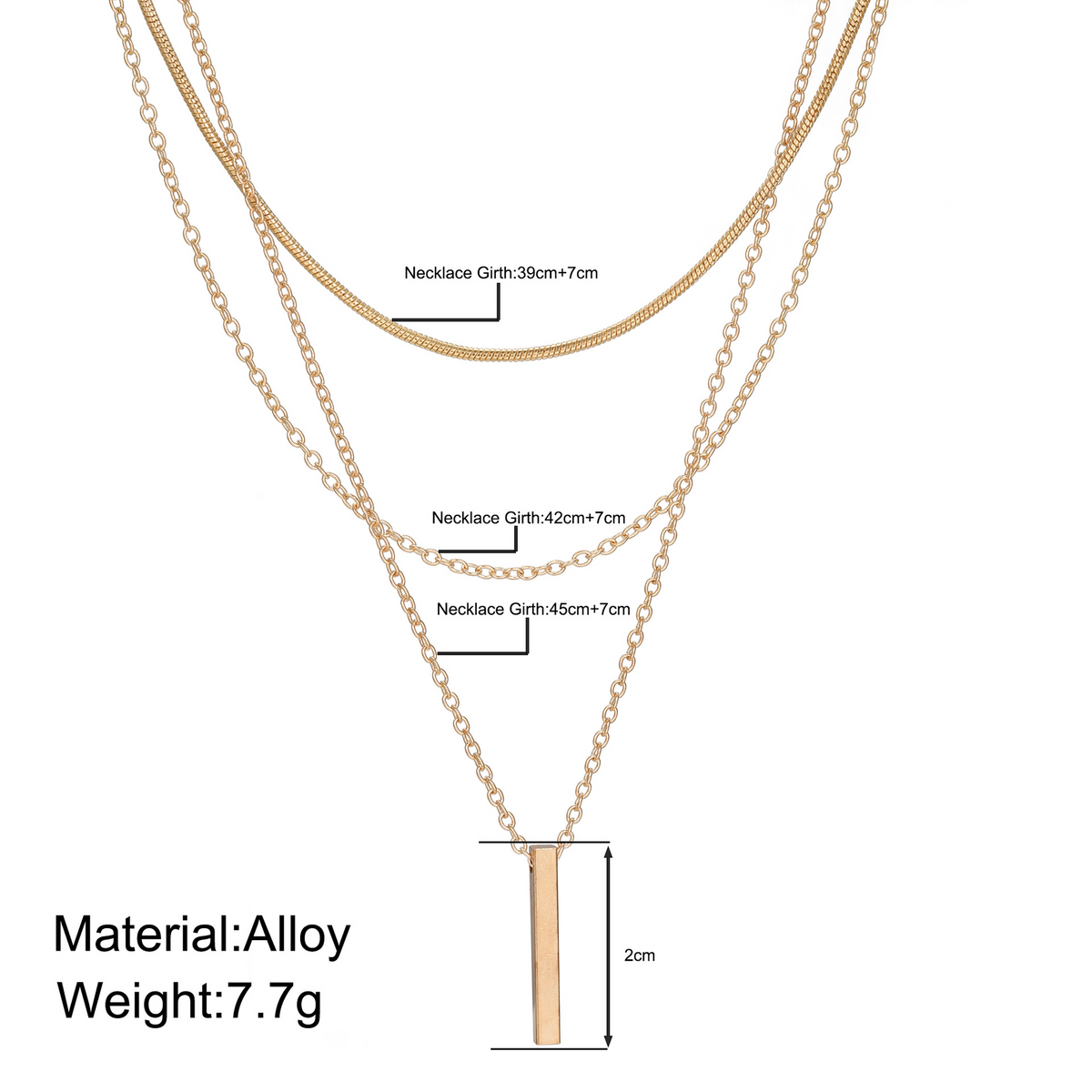 Custom Twin Layer Stripe Pendant Necklace