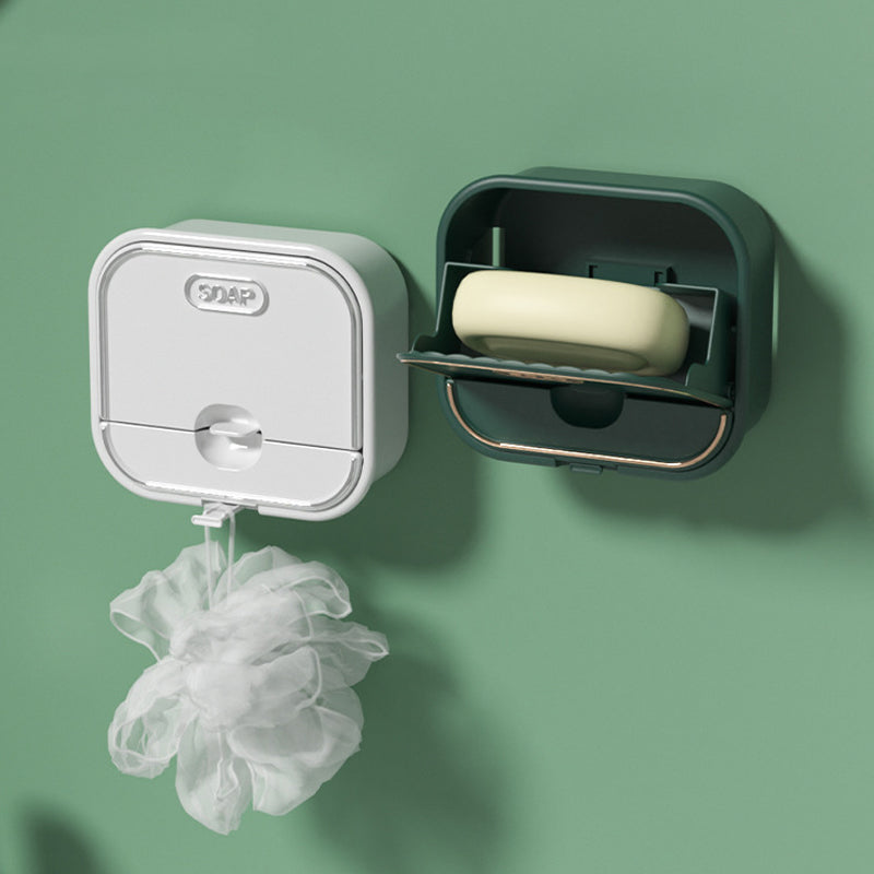 Wall-Mounted Soap Box – Multifunctional Drain Soap Dish with Flip-Top Design