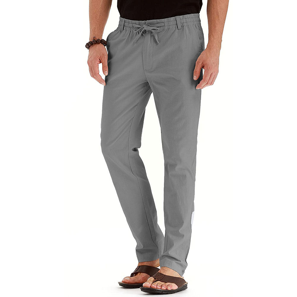 Men’s Loose Fit Cotton Pants – Elastic Waist Casual Trousers