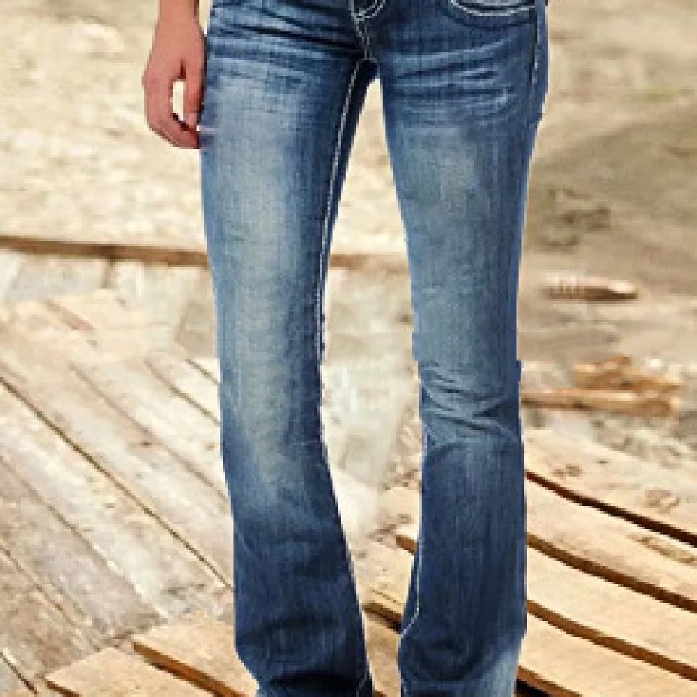 Women’s Low-Waist Flare Jeans – Cotton Denim Micro-Flared Pants in Light Blue, Navy & Peacock Blue, XS–4XL