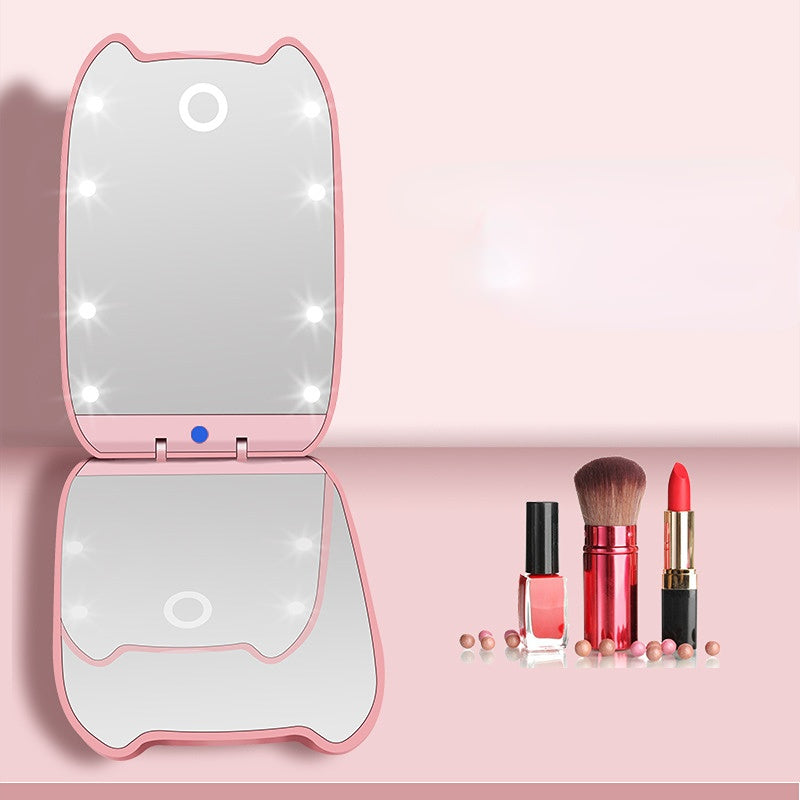 Cute Mini Portable LED Makeup Mirror with Light