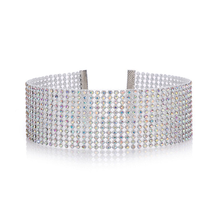 Trendy Choker Necklace with Full Rhinestone Design