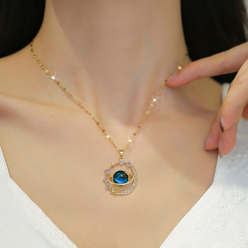 Stainless Steel Planet Astronaut Necklace