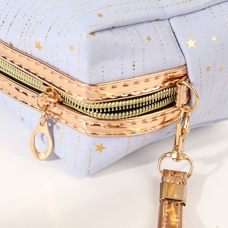 Bling Stars Cosmetic Bag for Women – Waterproof PU Travel Makeup & Toiletry Organizer