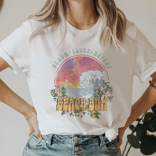 Women’s 90s Smile Letter Graphic T-Shirt – Retro Casual Short Sleeve Tee