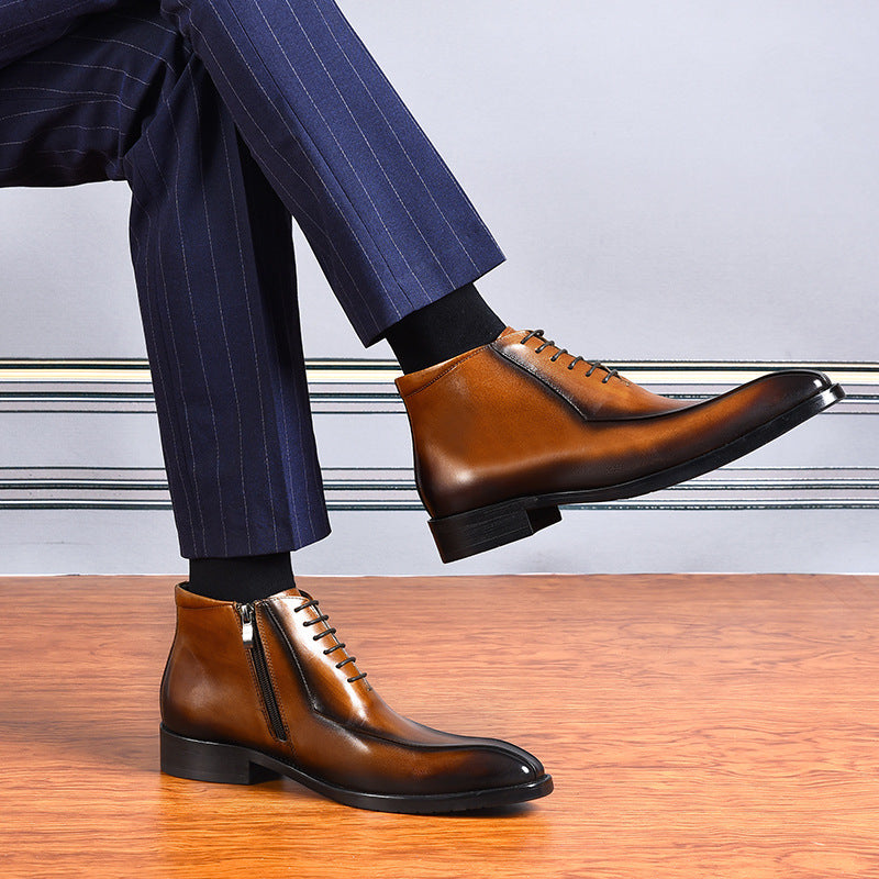 Men’s Genuine Leather Pointed-Toe Dress Shoes – Elegant Formal Footwear