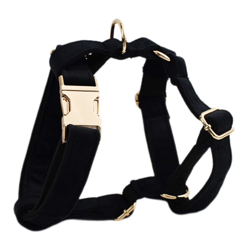 Black Velvet Dog Collar & Accessories – Luxury Adjustable Collar, Leash, Bow & Vest Collection