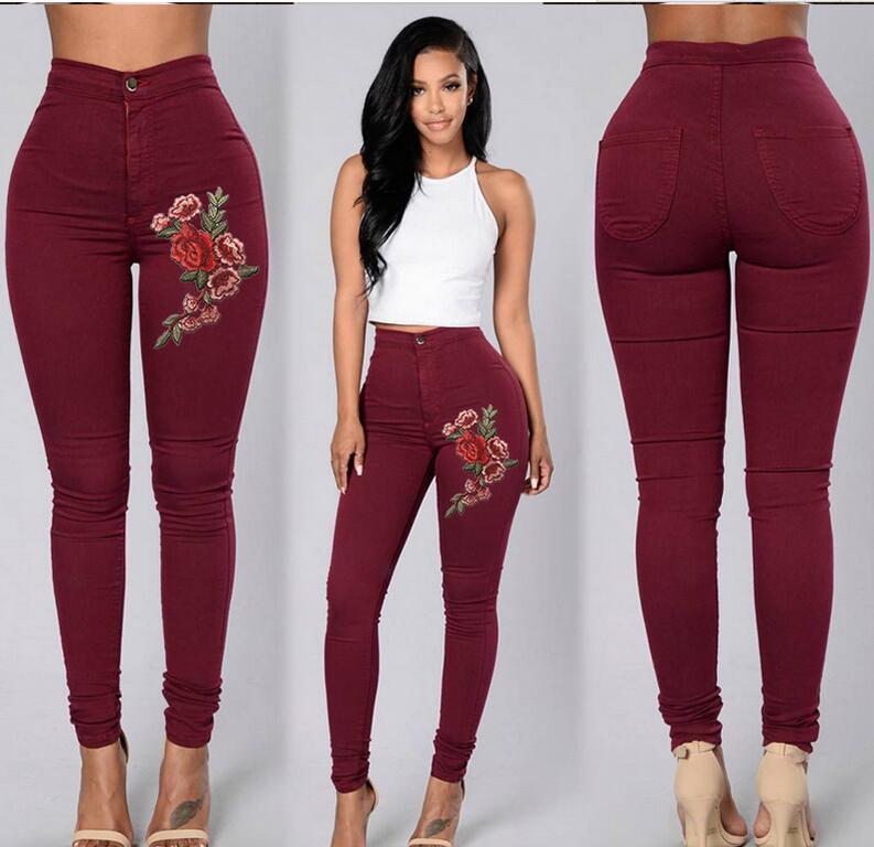 Embroidered Pencil Pants for Women