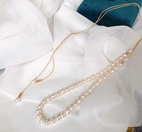 Long Tassel Pearl Sweater Necklace