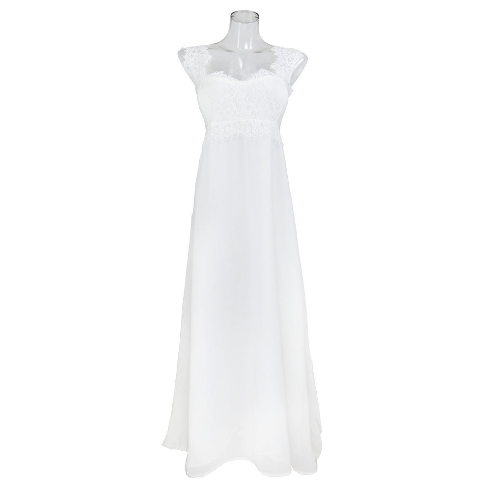Women’s Lace Panel Maxi Dress – Elegant Floor-Length Evening Gown S–5XL