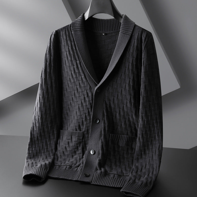 Men’s Plus Size V-Neck Knitted Cardigan Jacket – Loose Fit Casual Sweater