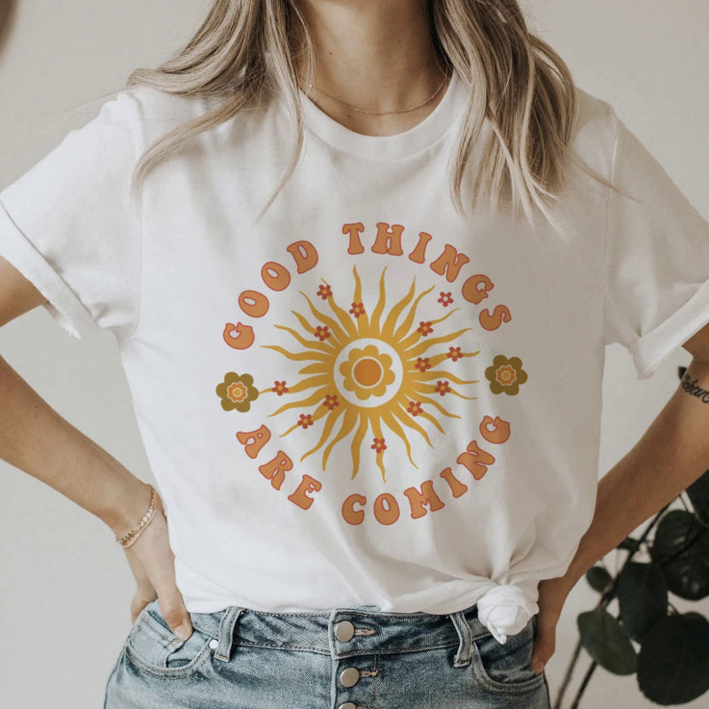 Women’s 90s Smile Letter Graphic T-Shirt – Retro Casual Short Sleeve Tee