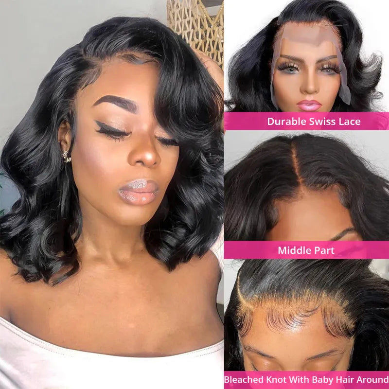 Brazilian Lace Front Bob Wig – 100% Human Hair Short Bob Wig for Women