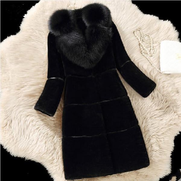 Women’s Medium-Length Faux Sheared Fur Coat – Cozy Winter Jacket, S–5XL