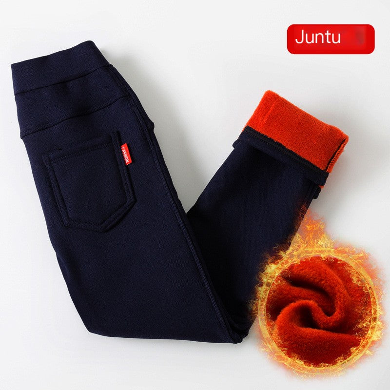 Girls’ Winter Fleece-Lined Leggings – High-Waist Warm Korean-Style Kids Leggings, 7 Colors, 100–150cm
