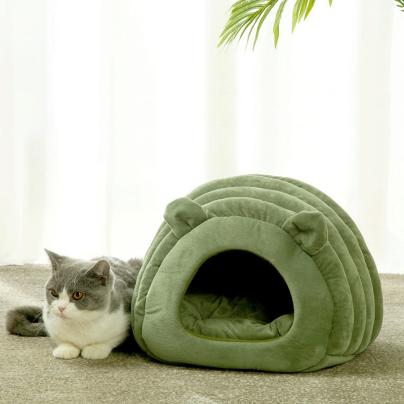 Warm Igloo Cat Cave Bed – Semi-Enclosed Cozy Sleeping Nest for Cats & Small Dogs