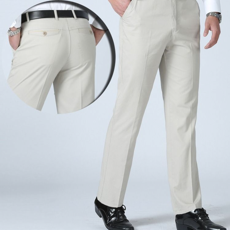 Men’s Stretch Cotton Suit Pants – Slim Summer Business Casual Trousers