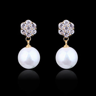 Elegant 925 Silver Pearl Drop Earrings – Korean-Inspired Fashion Jewelry