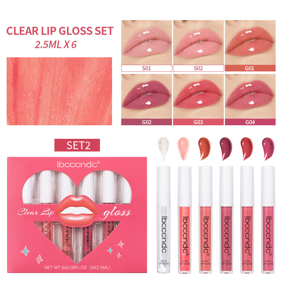 Transparent Lip Gloss Set with Liquid Lipstick