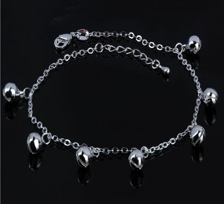 Silver Double Layer Star and Heart Charm Anklet