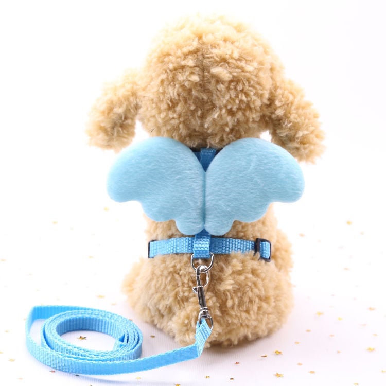 Cute Angel Dog Harness & Leash – Adjustable Polyester Walking Set for Small Dogs